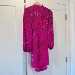 Rixo pink sequin cocktail dress. Size extra small. Worn once. Make a splash!